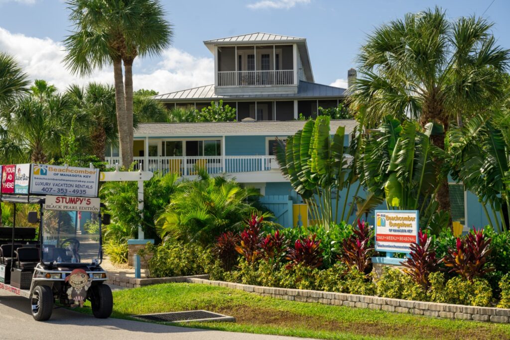 Stumpy's Free Ride golf cart shuttle at the Beachcomber Bungalows
